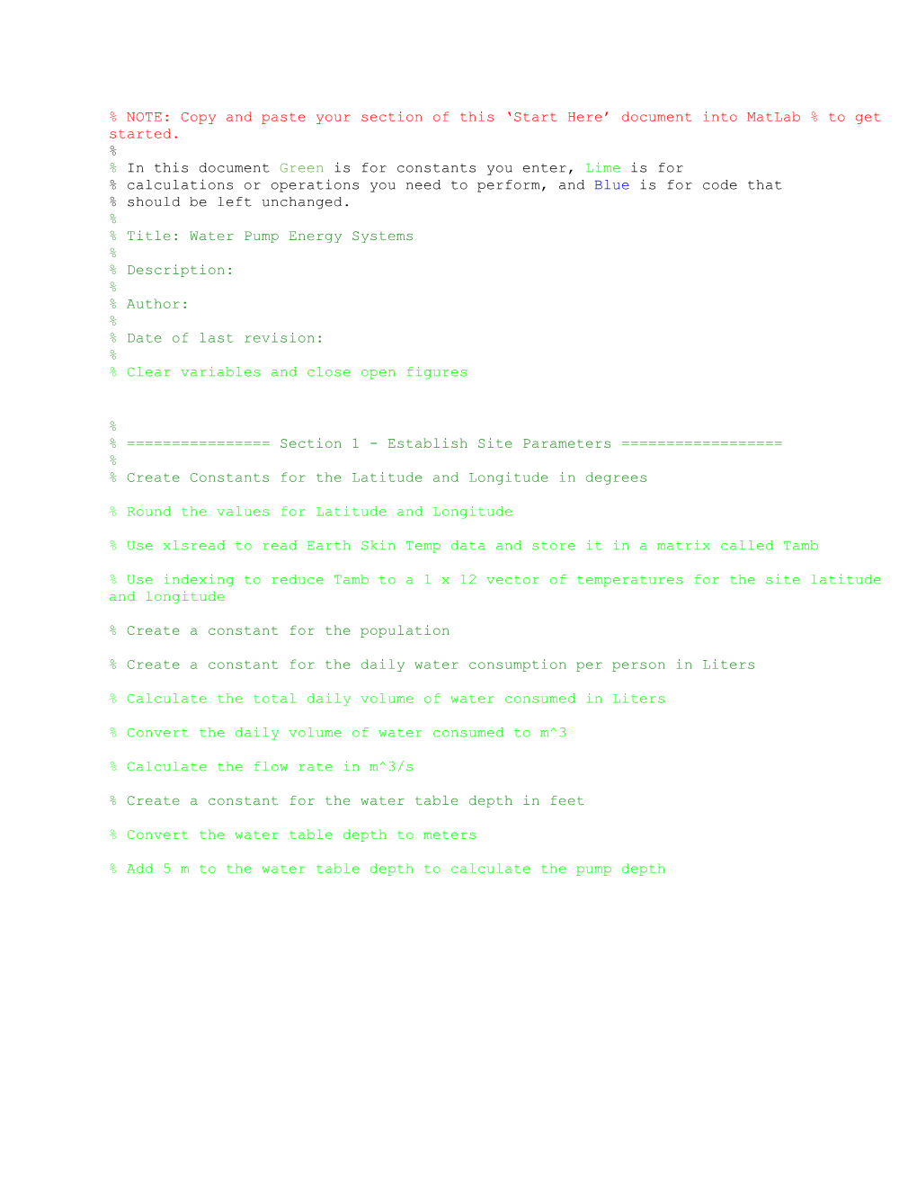 % in This Document Green Is for Constants You Enter, Lime Is For