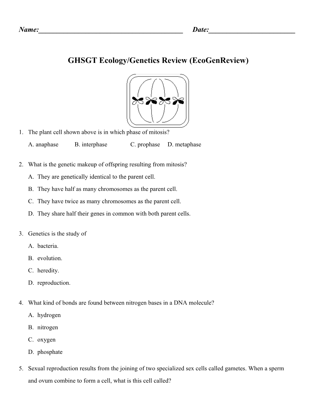 GHSGT Ecology/Genetics Review (Ecogenreview)