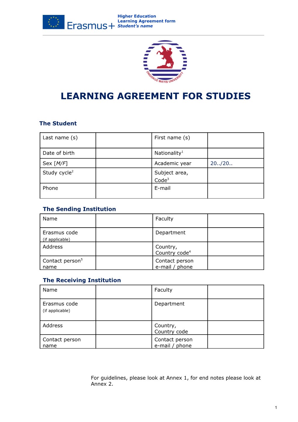 Learning Agreement for Studies s6