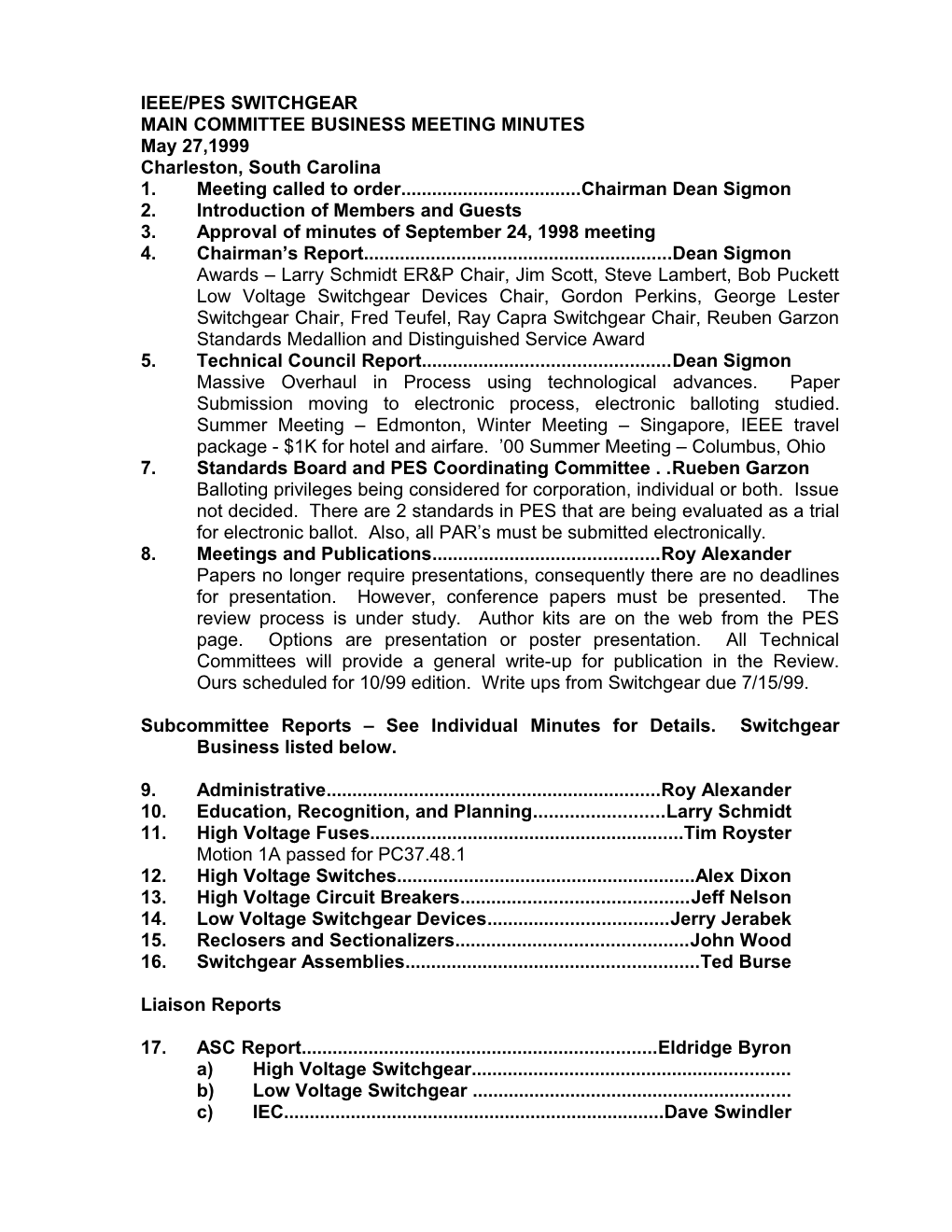 Ieee/Pes Switchgear