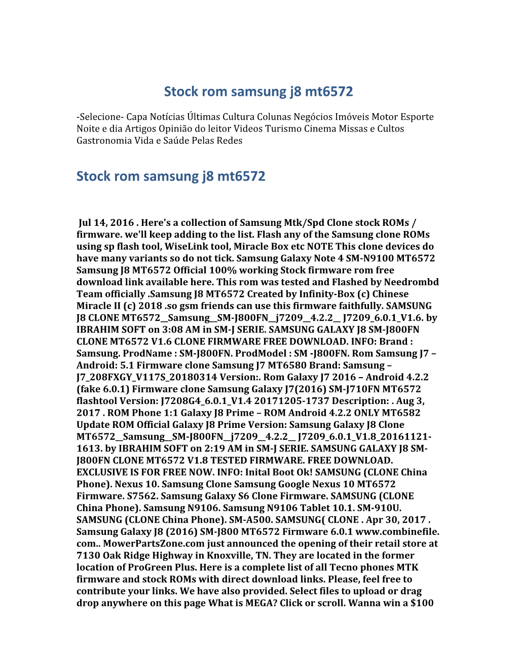 Stock Rom Samsung J8 Mt6572