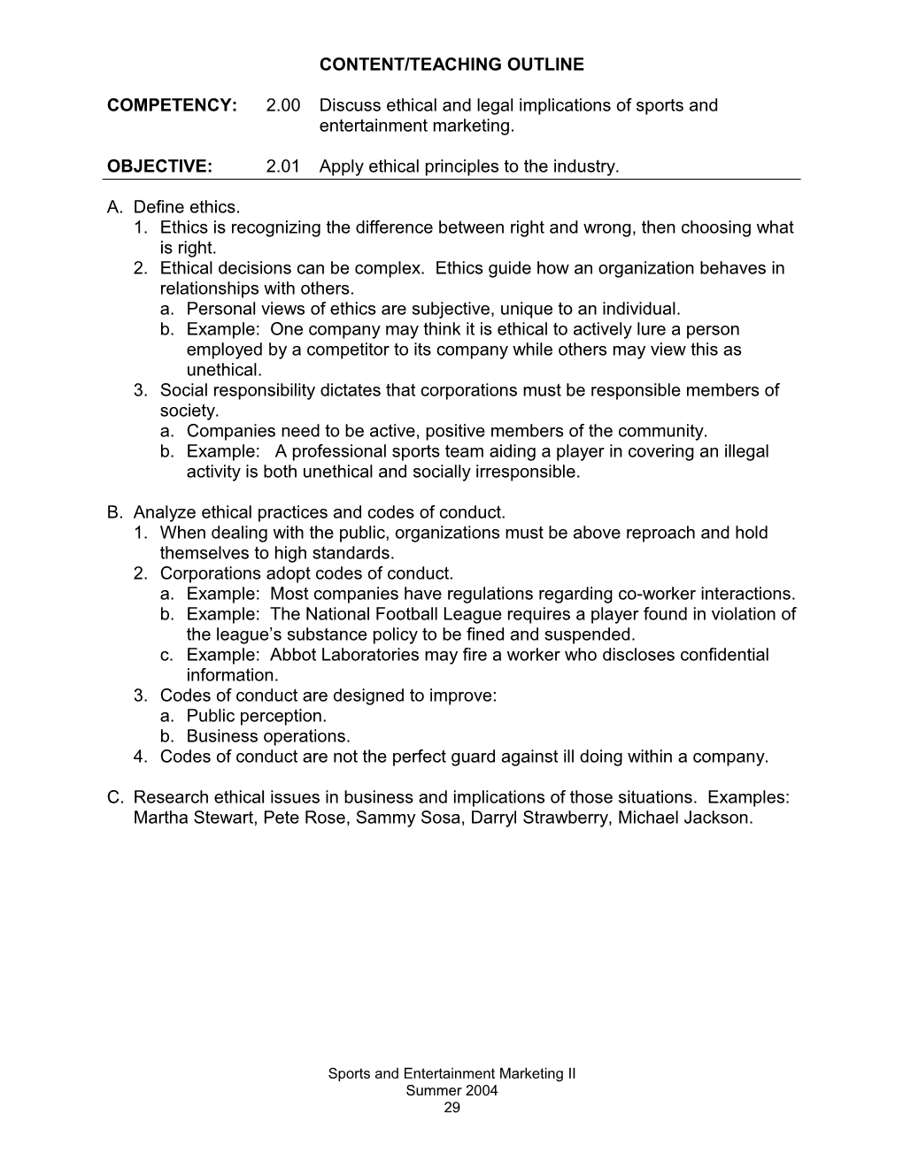 Content/Teaching Outline s3