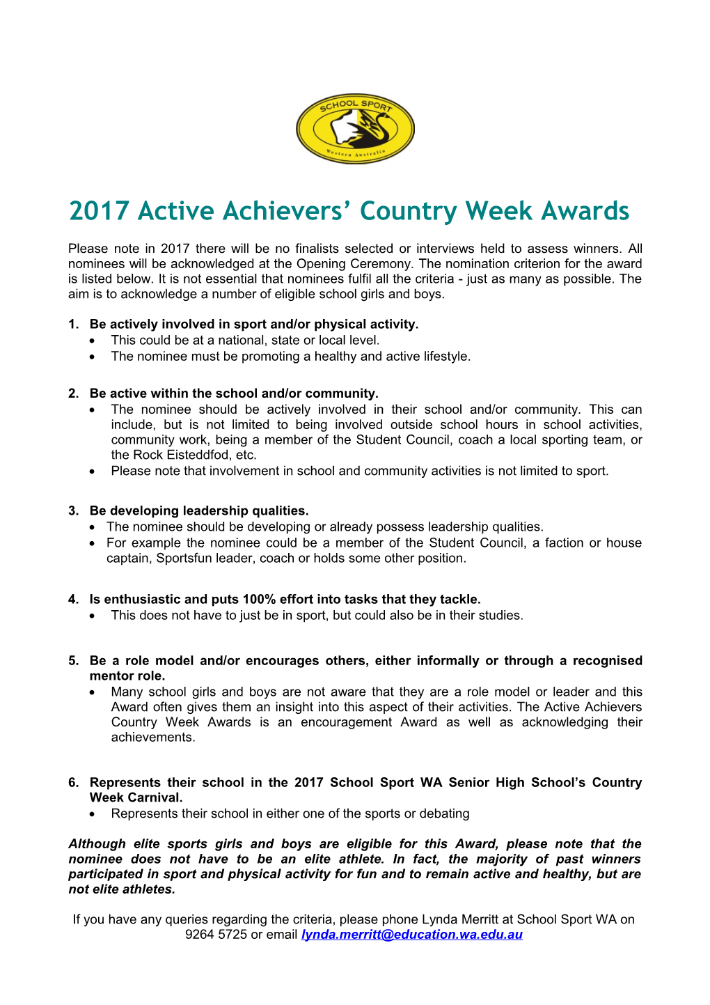 2005 Active Achiever Country Week Awards