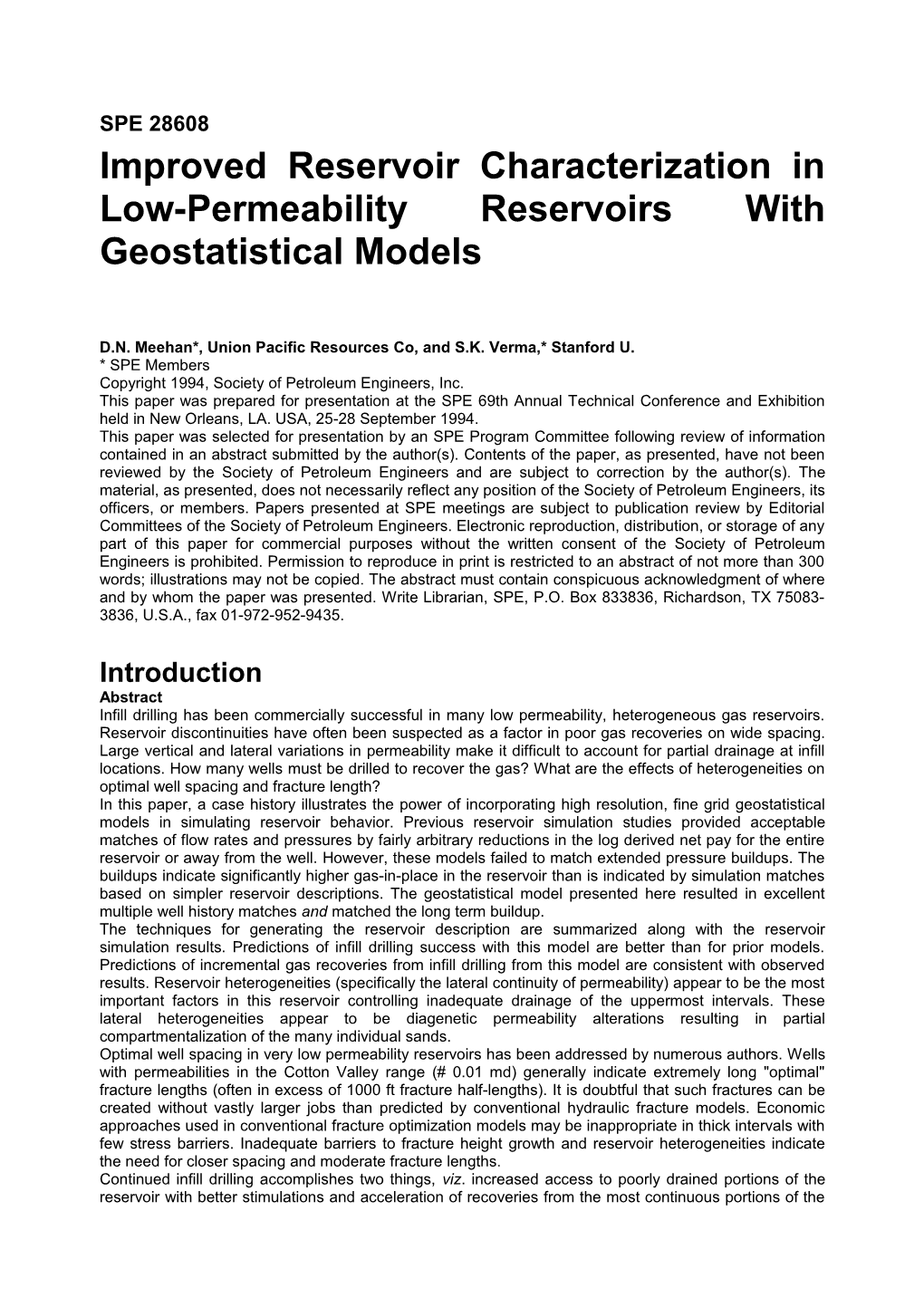 Improved Reservoir Characterization in Low-Permeability Reservoirs with Geostatistical Models