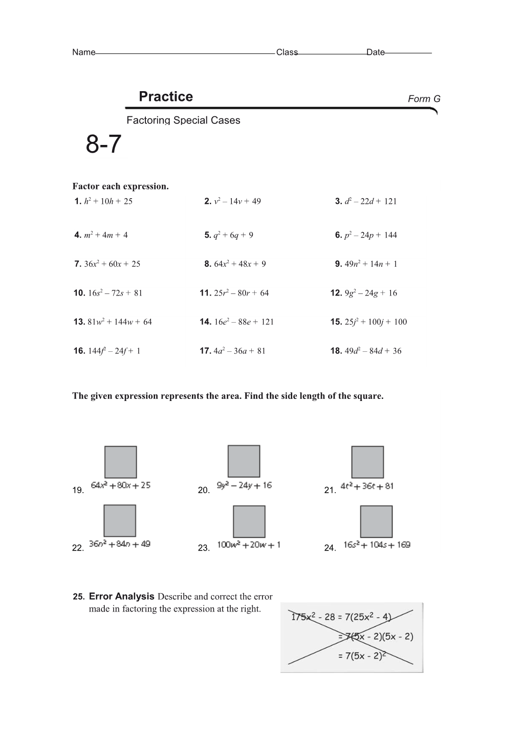 Factor Each Expression