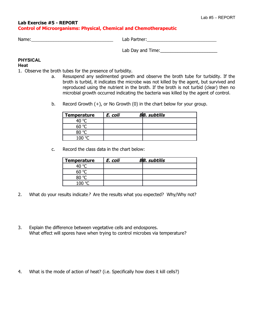 Microbial Control Microbiology Lab Exercise Assignment