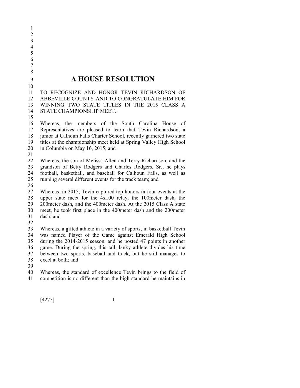 2015-2016 Bill 4275 Text of Previous Version (May 27, 2015) - South Carolina Legislature Online