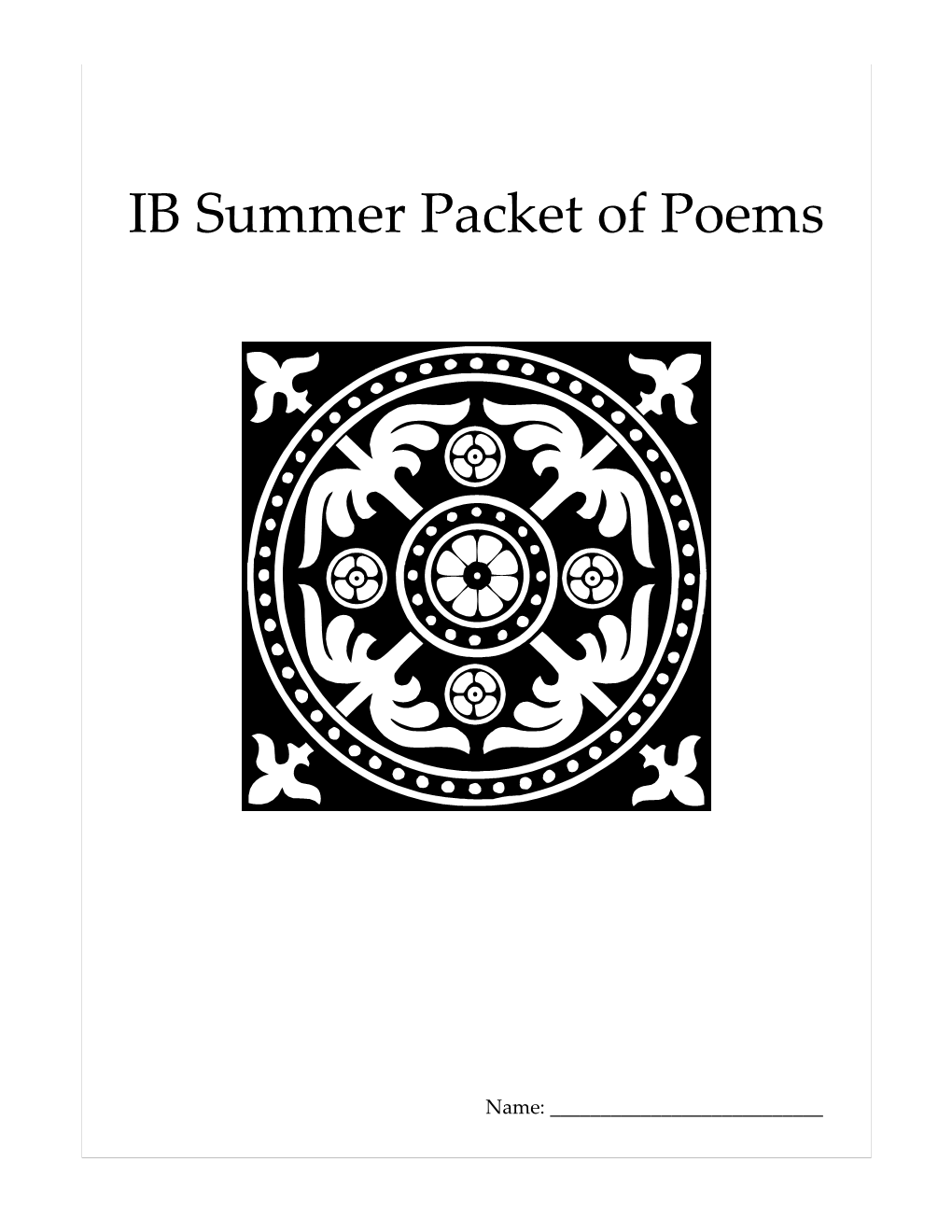 IB Summer Packet of Poems