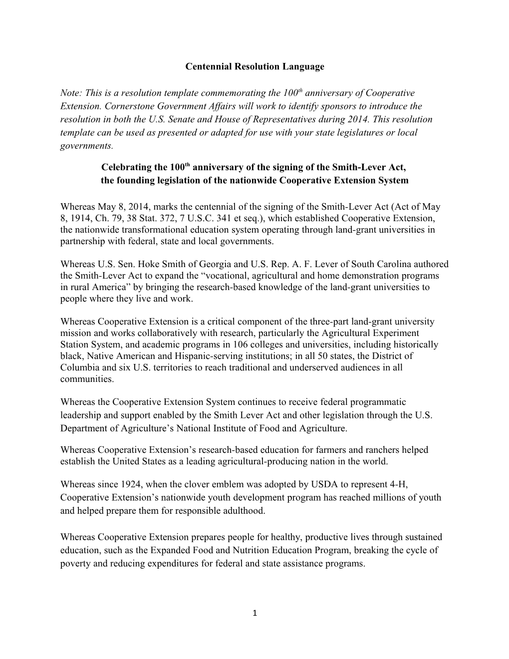 Celebrating the 100Th Anniversary of the Signing of the Smith-Lever Act