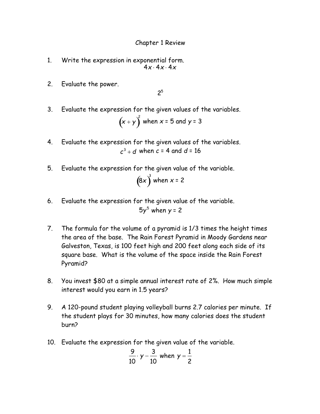 1.Write the Expression in Exponential Form