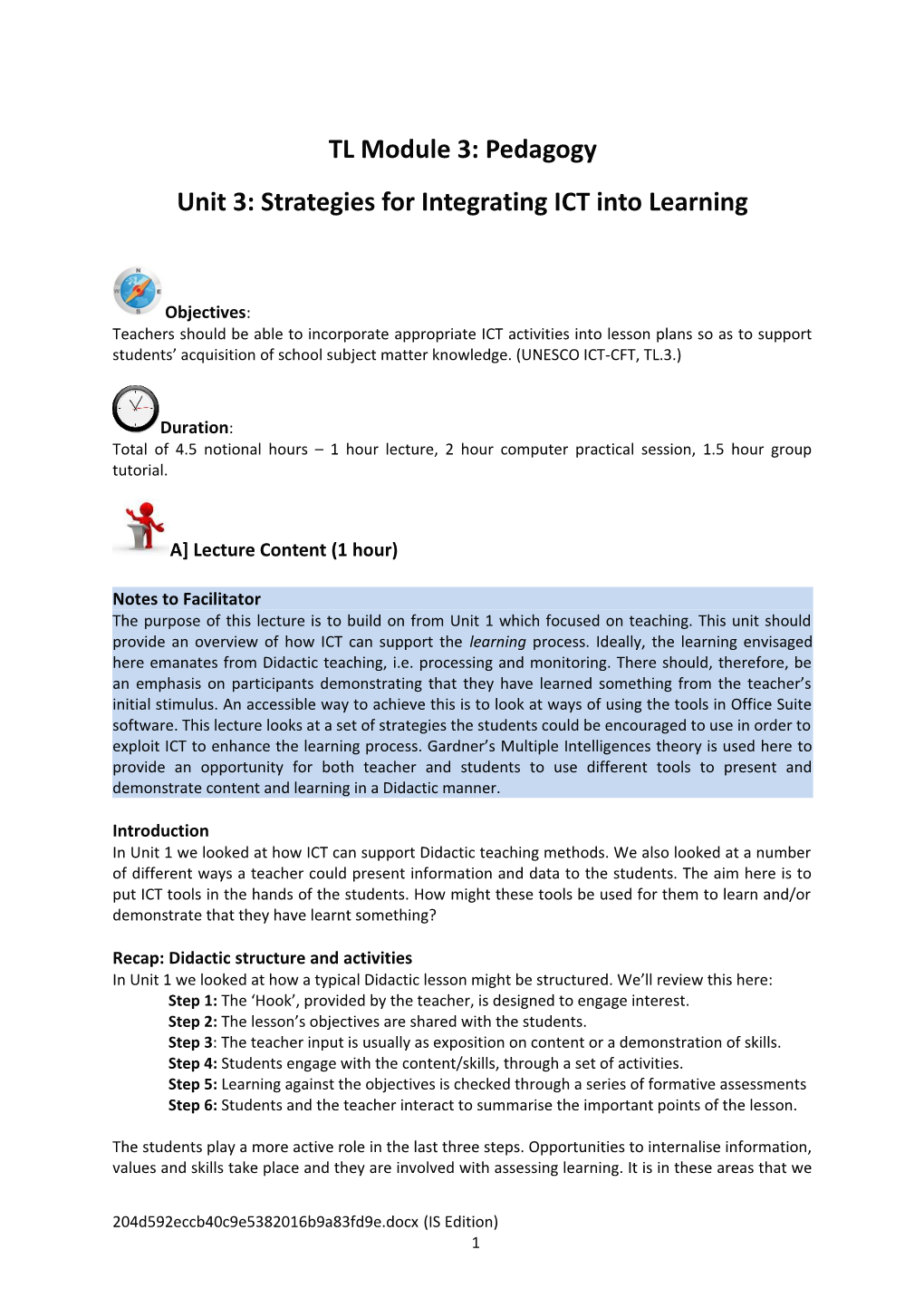 Module III: Pedagogy