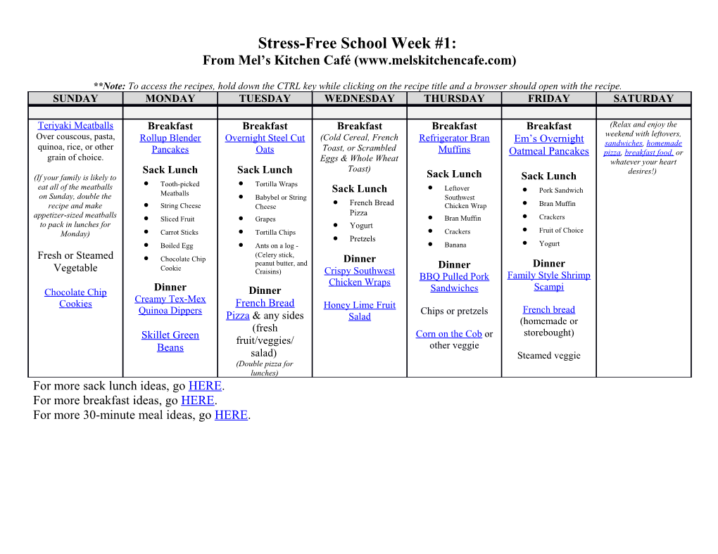 Stress-Free School Week #1