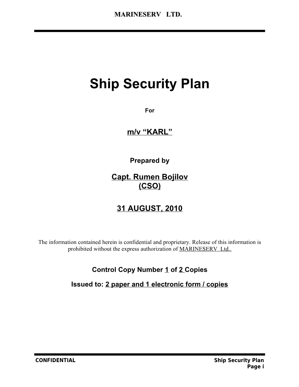 Ship Security Plan