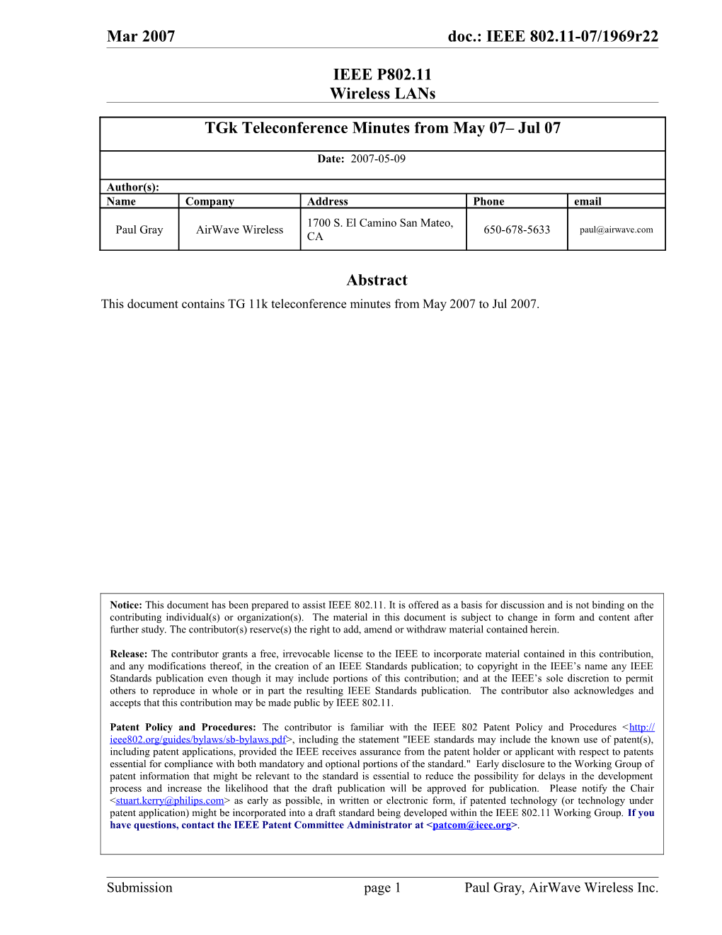 IEEE P802.11 Wireless Lans s22