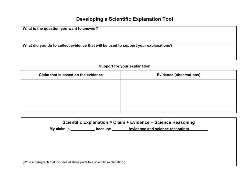 Developing a Scientific Explanation