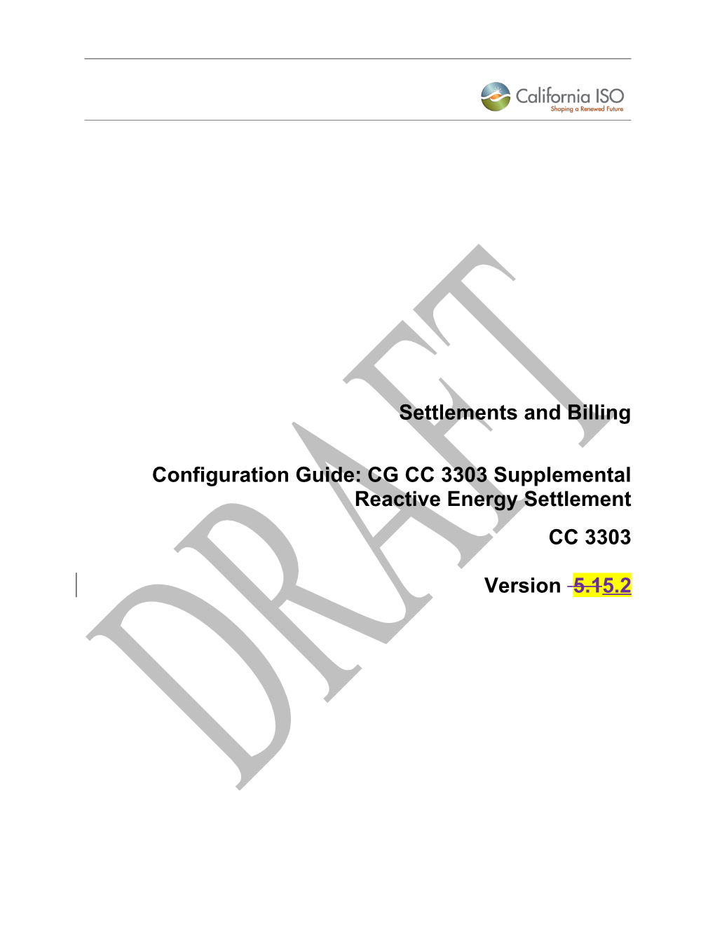 CG CC 3303 Supplemental Reactive Energy Settlement