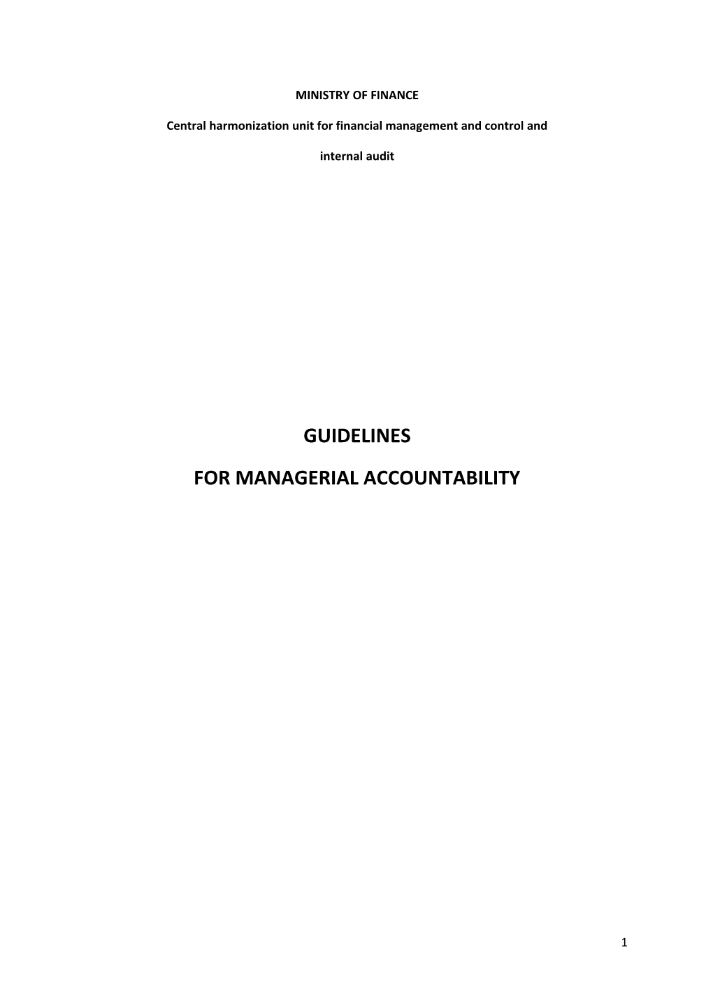 Central Harmonization Unit for Financial Management and Control And