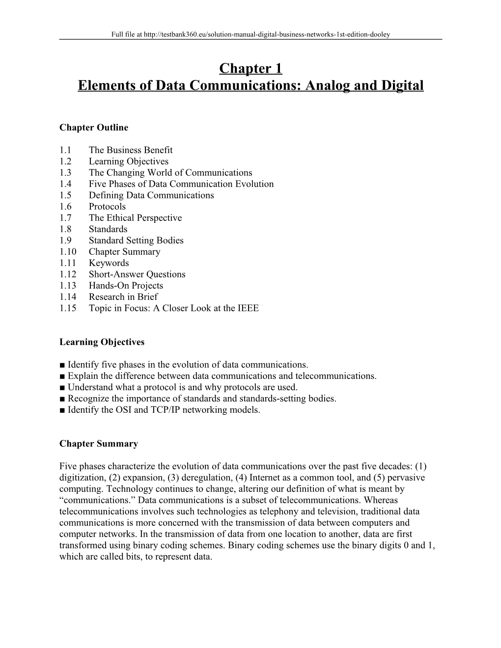 Elements of Data Communications: Analog and Digital