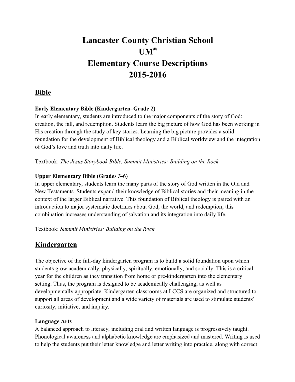 UMS Course Descriptions 2014-2015