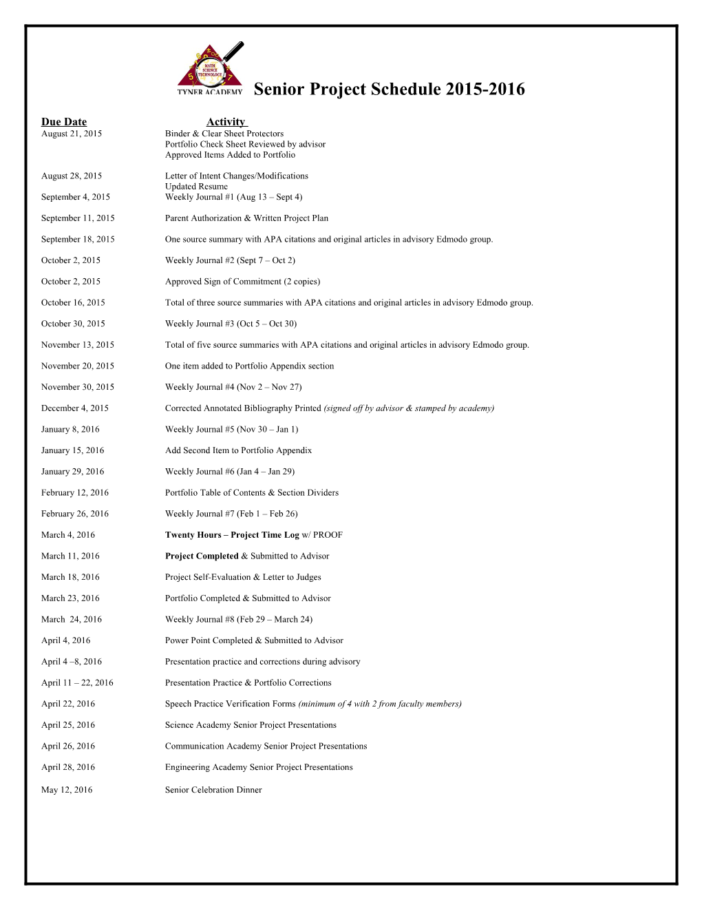 Due Date Activity