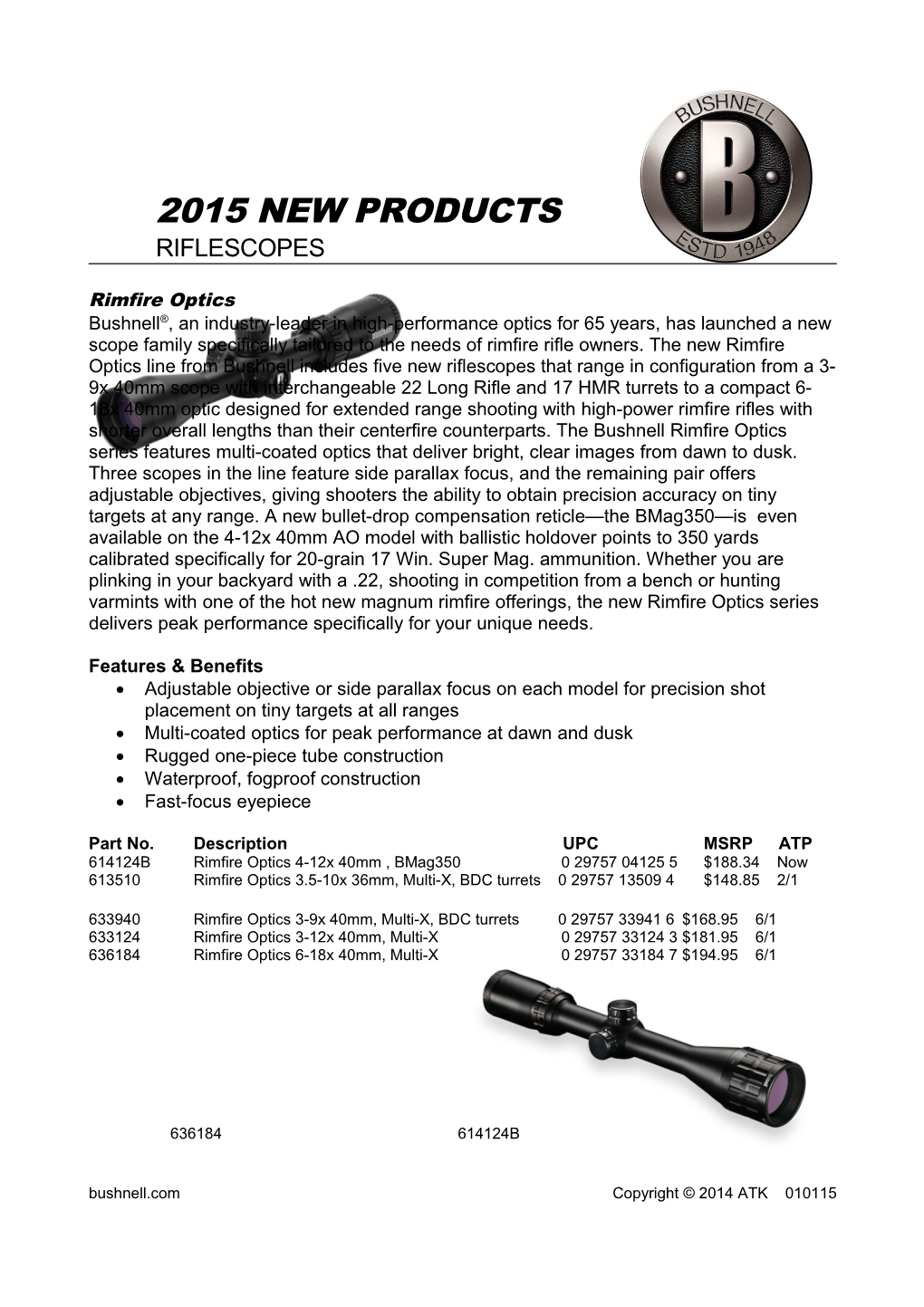 2015 New Products Riflescopes