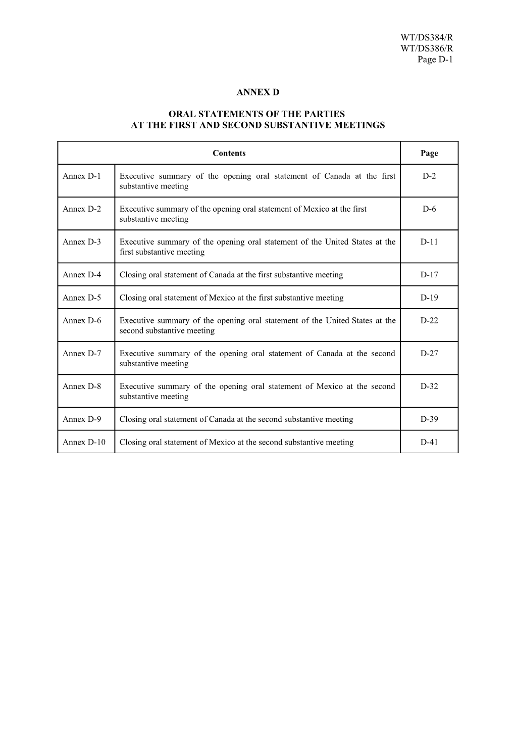 Executive Summary of the Opening Oral Statement of Canada