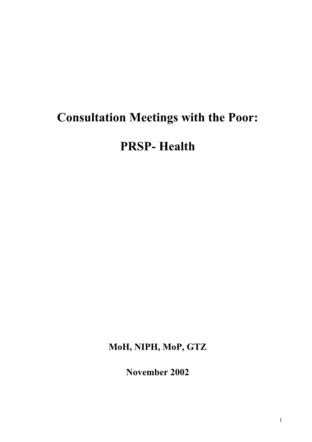 Consultation Meetings with the Poor