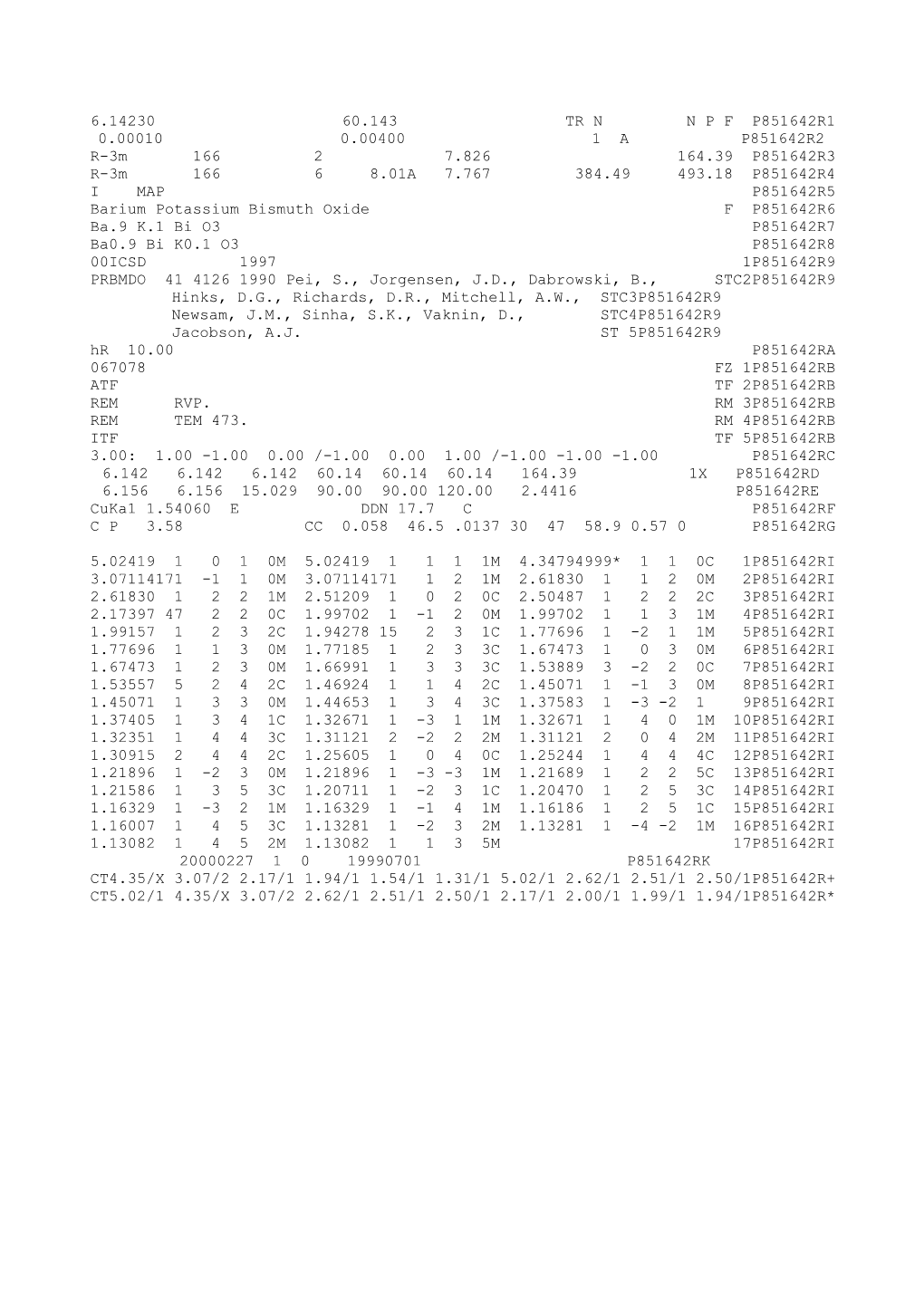 Barium Potassium Bismuth Oxide F P851642R6