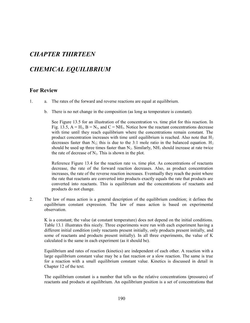 Chapter 13 Chemical Equilibrium 479