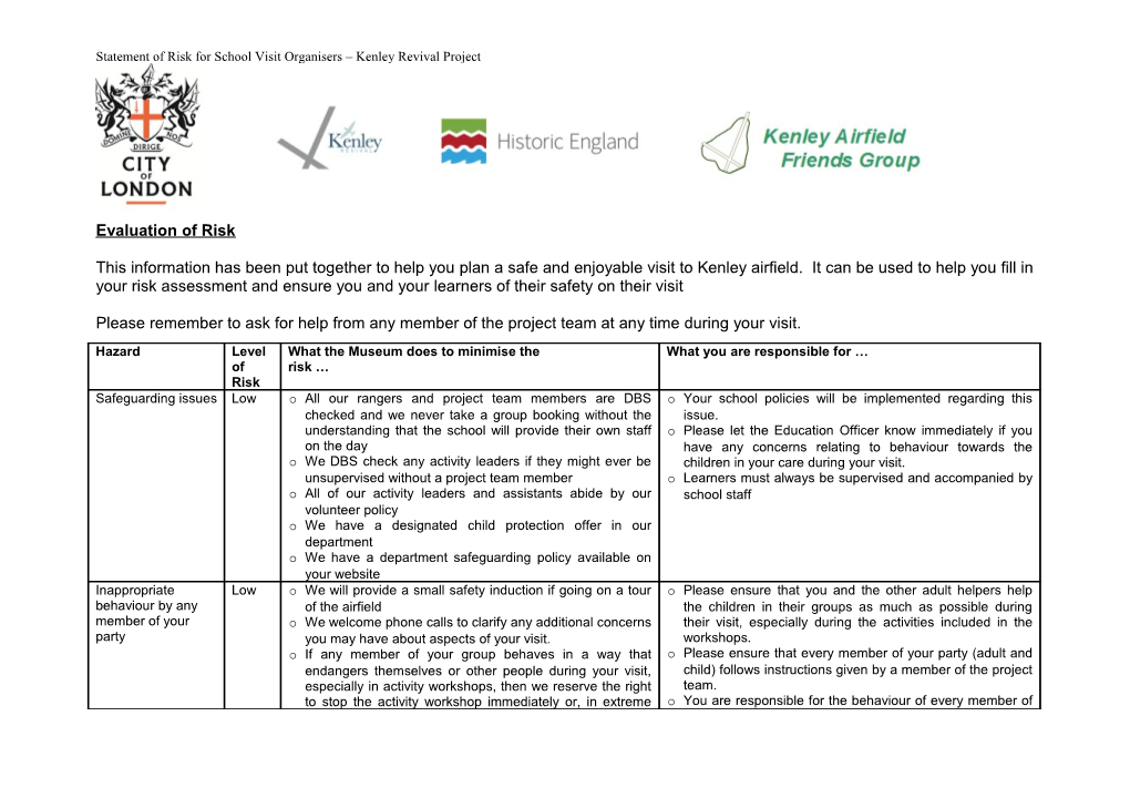 Evaluation of Risk