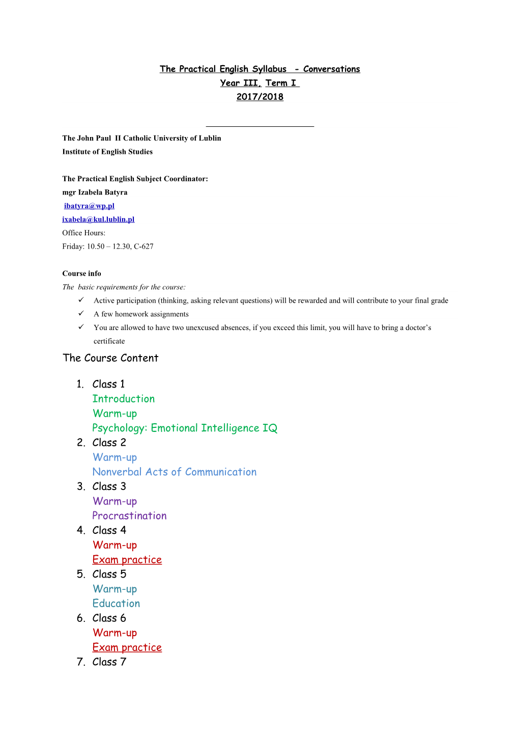 The Practical English Syllabus - Conversations