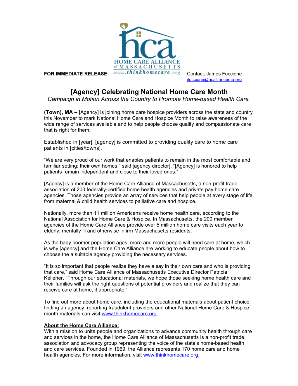 Agency Celebrating National Home Care Month