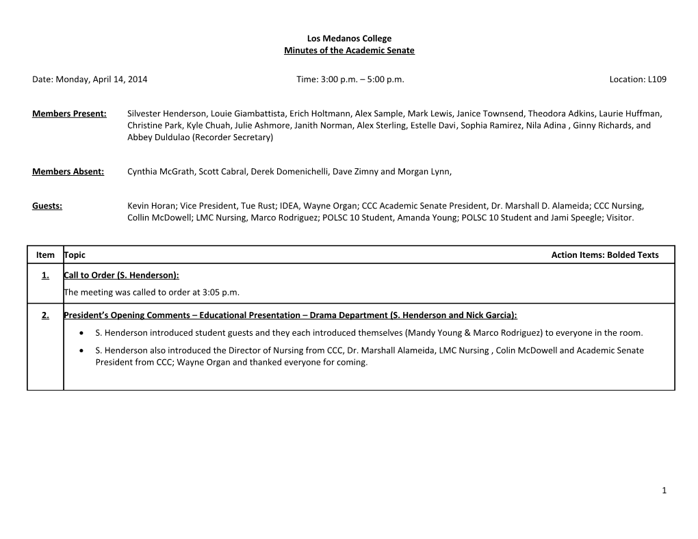 Minutes of the Academic Senate