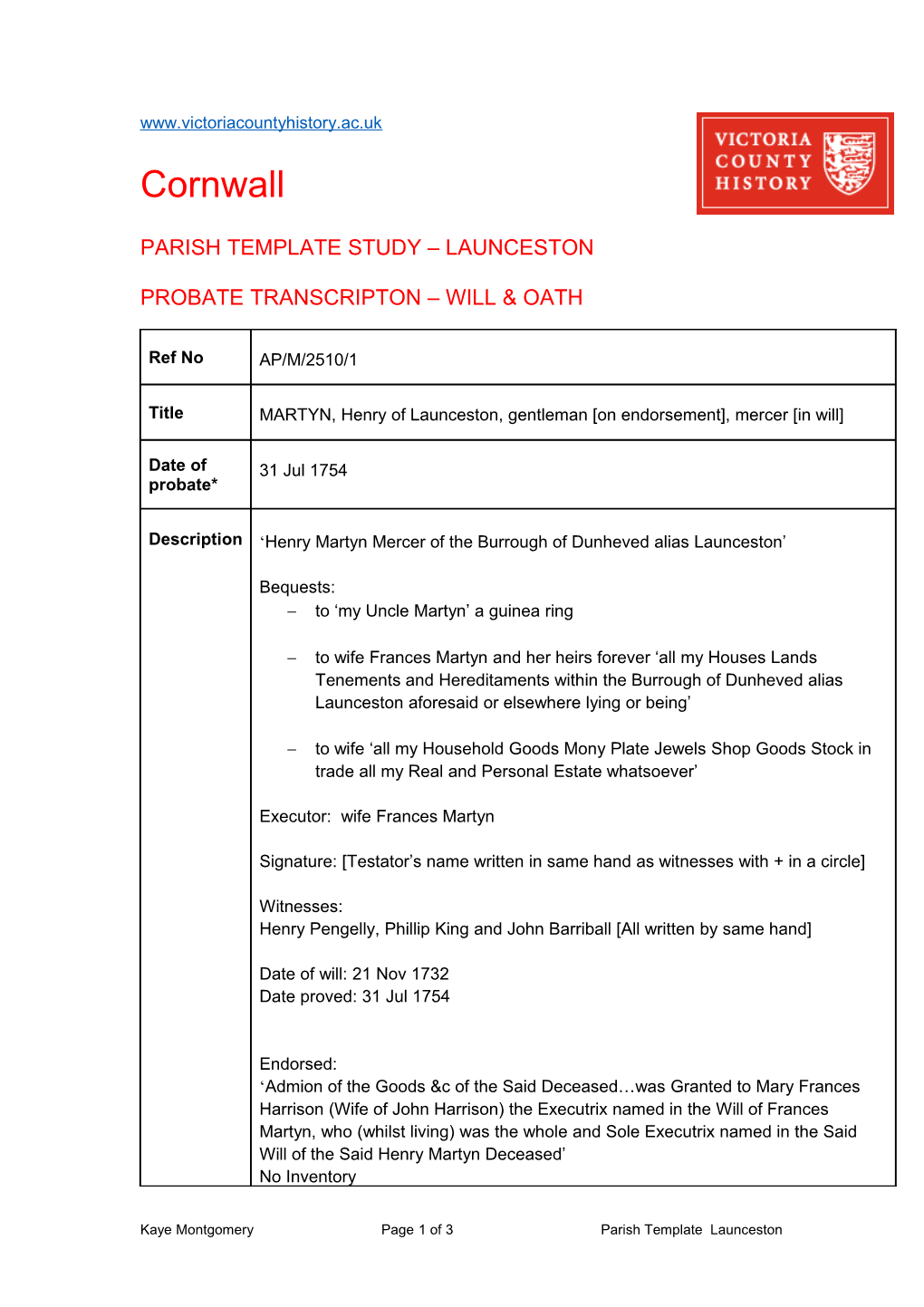 Parish Template Study Launceston s2