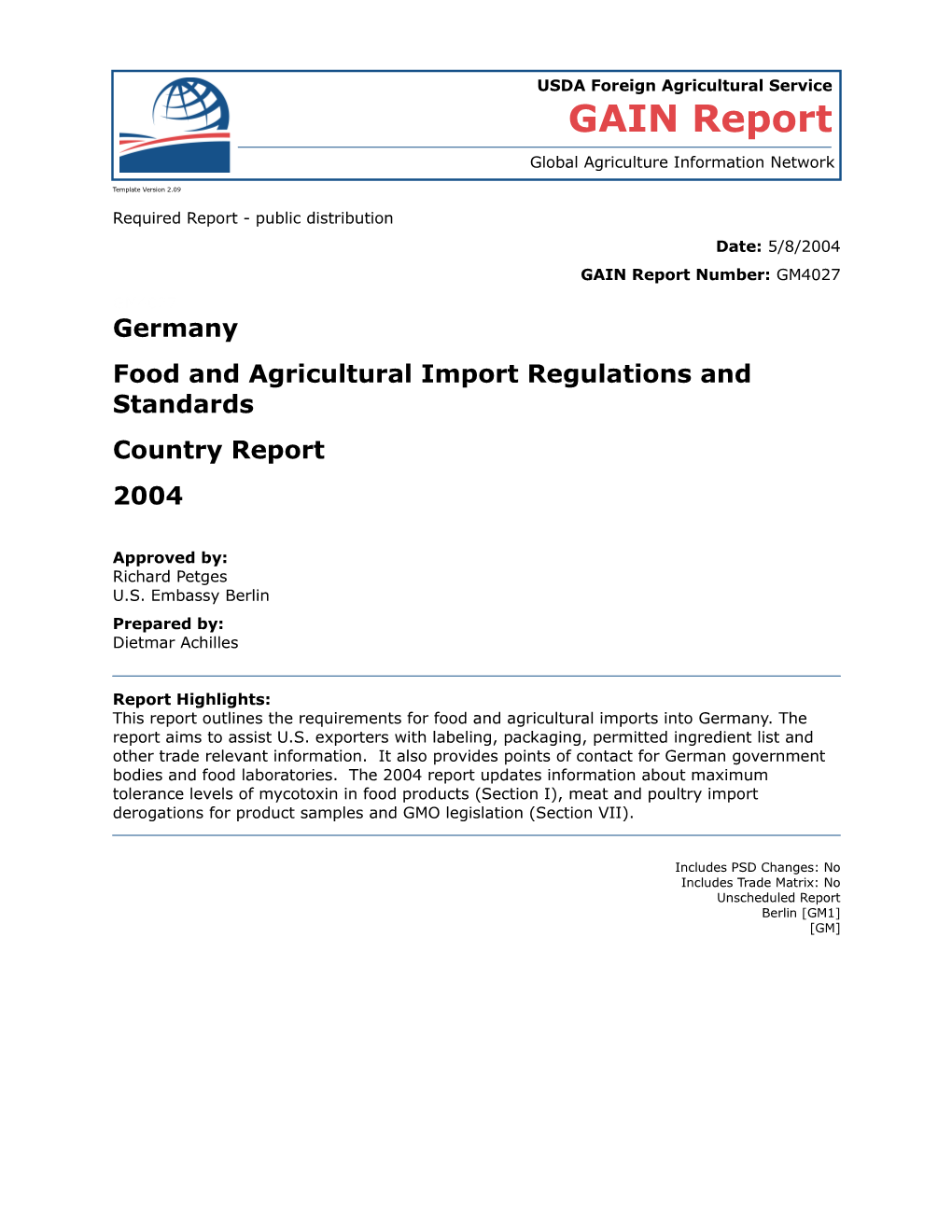 Food and Agricultural Import Regulations and Standards s9