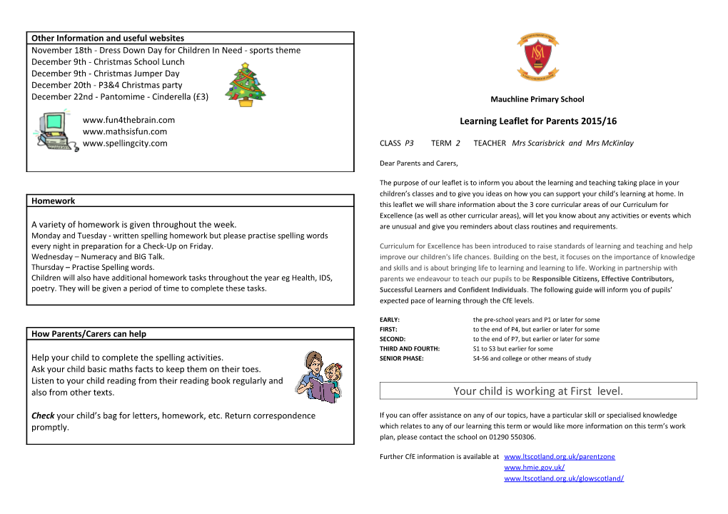 Learning Leaflet for Parents 2015/16