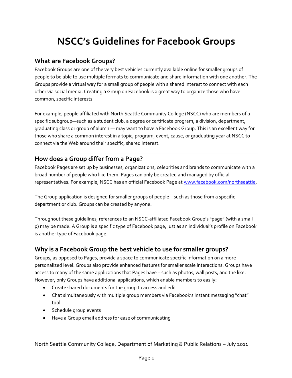 NSCC S Guidelines for Facebook Groups