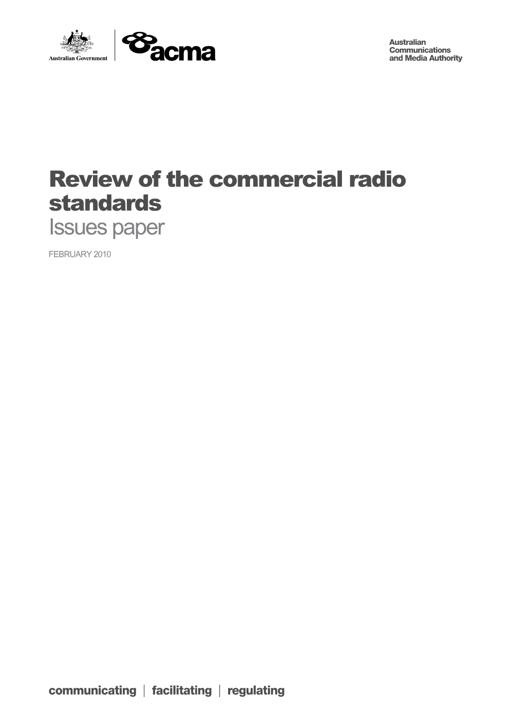 Review of the Commercial Radio Standards - Issues Paper