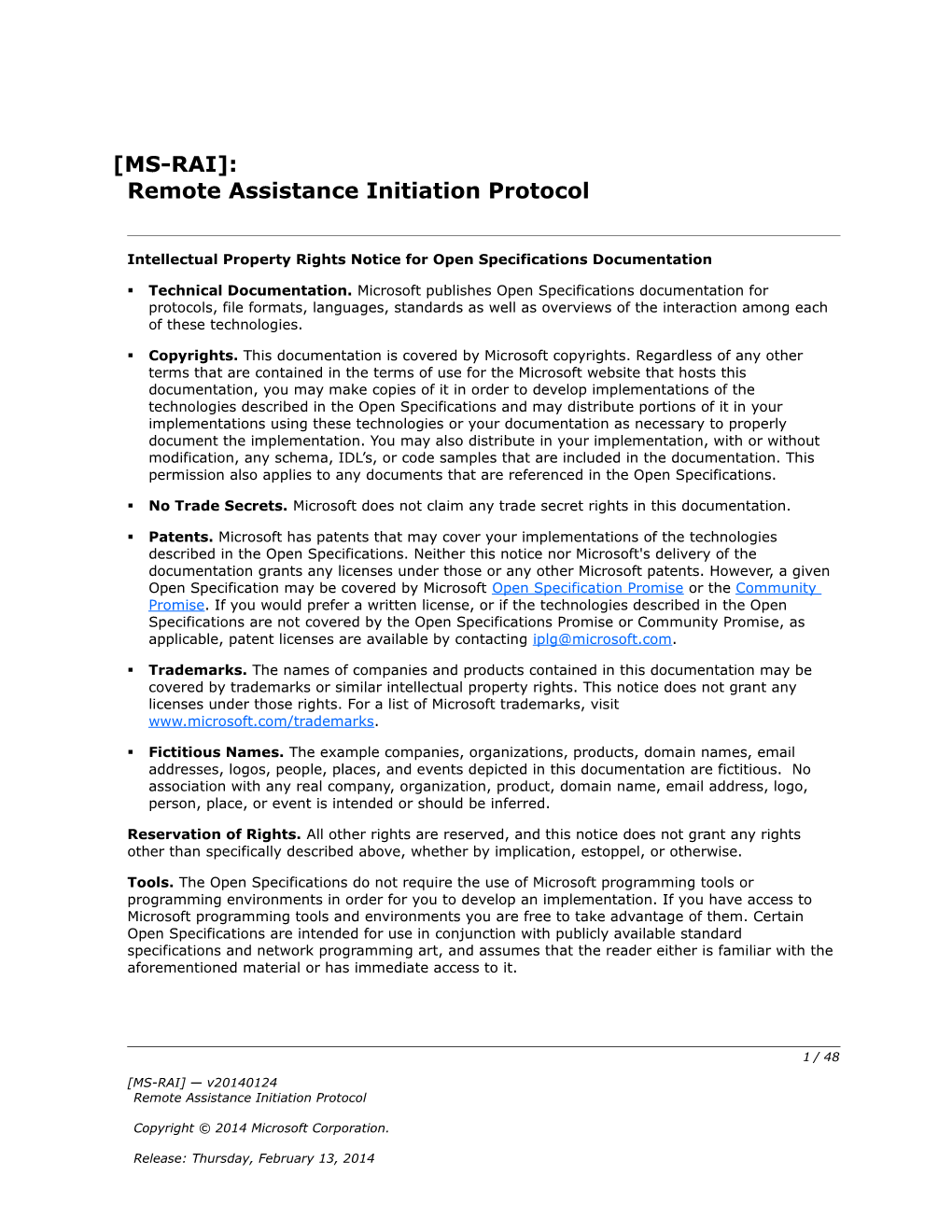 Intellectual Property Rights Notice for Open Specifications Documentation s60