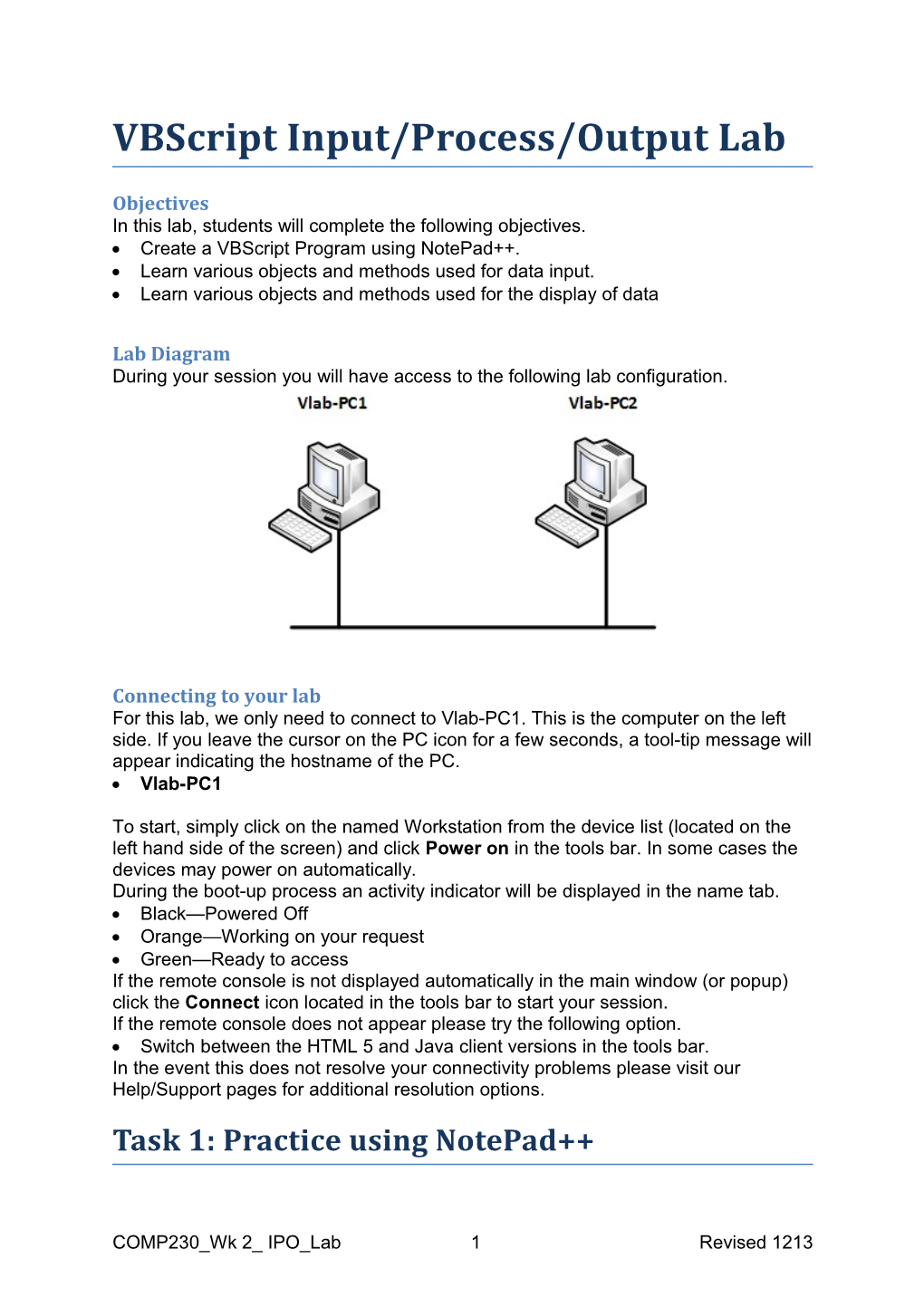 Vbscript Input/Process/Output Lab