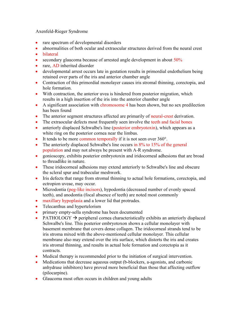 Axenfeld-Rieger Syndrome