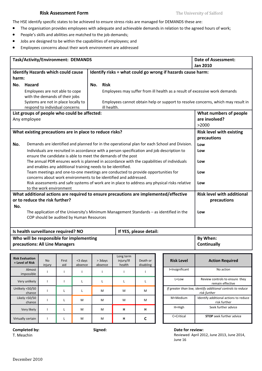 Task/Activity/Environment