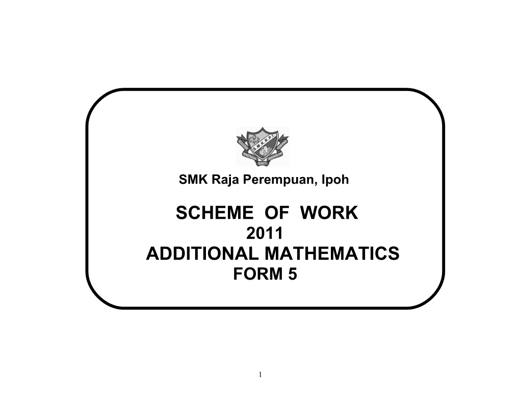 Yearly Teaching Plan for Additional Mathematics Form 5