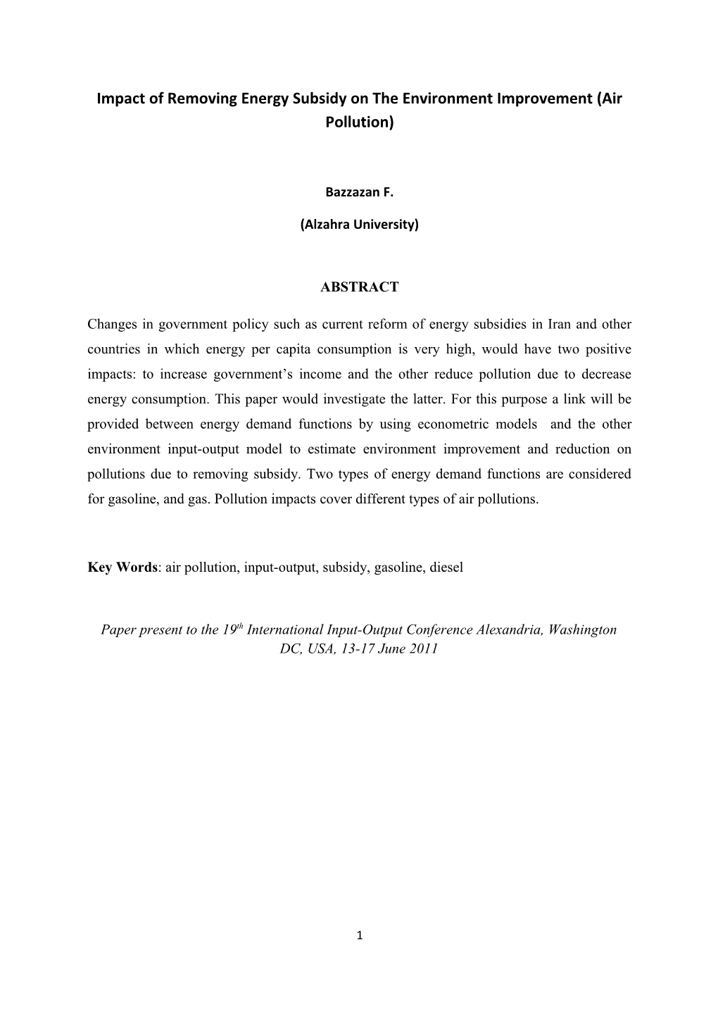 Impact of Removing Energy Subsidy on the Environment Improvement (Air Pollution)