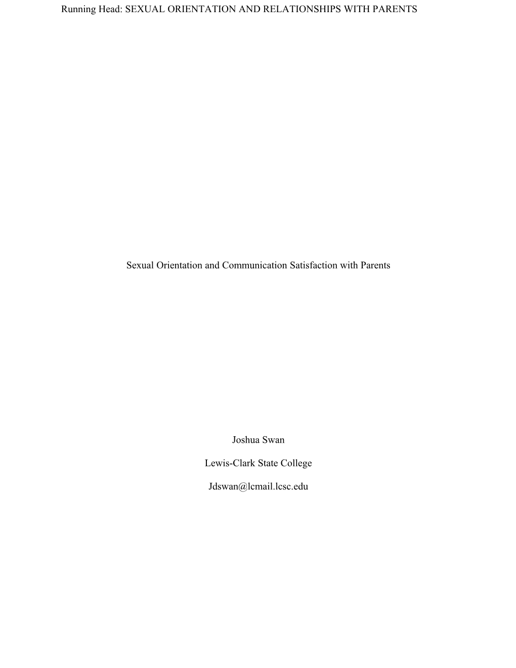 Sexual Orientation and Communication Satisfaction with Parents