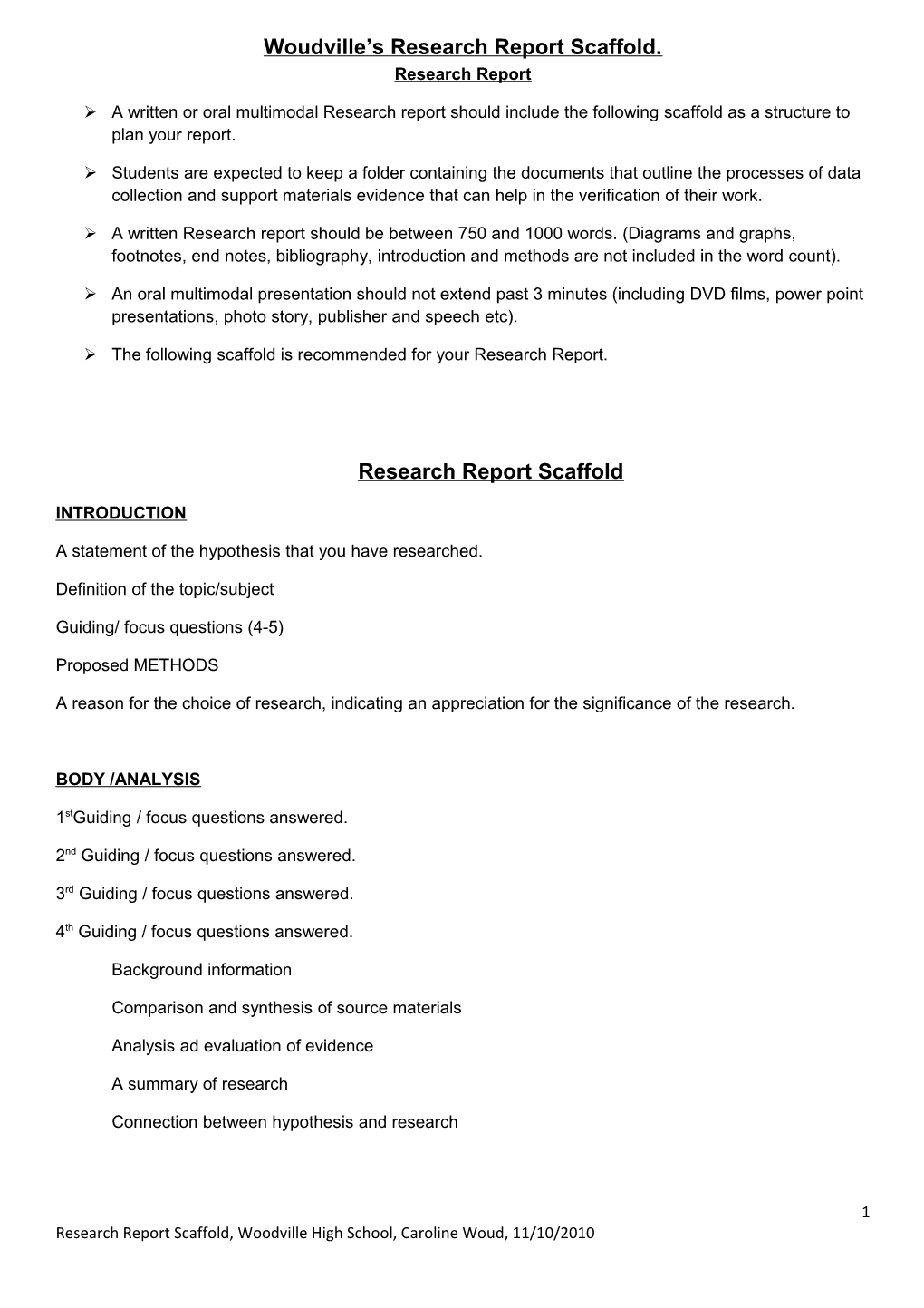 Woudville S Research Report Scaffold