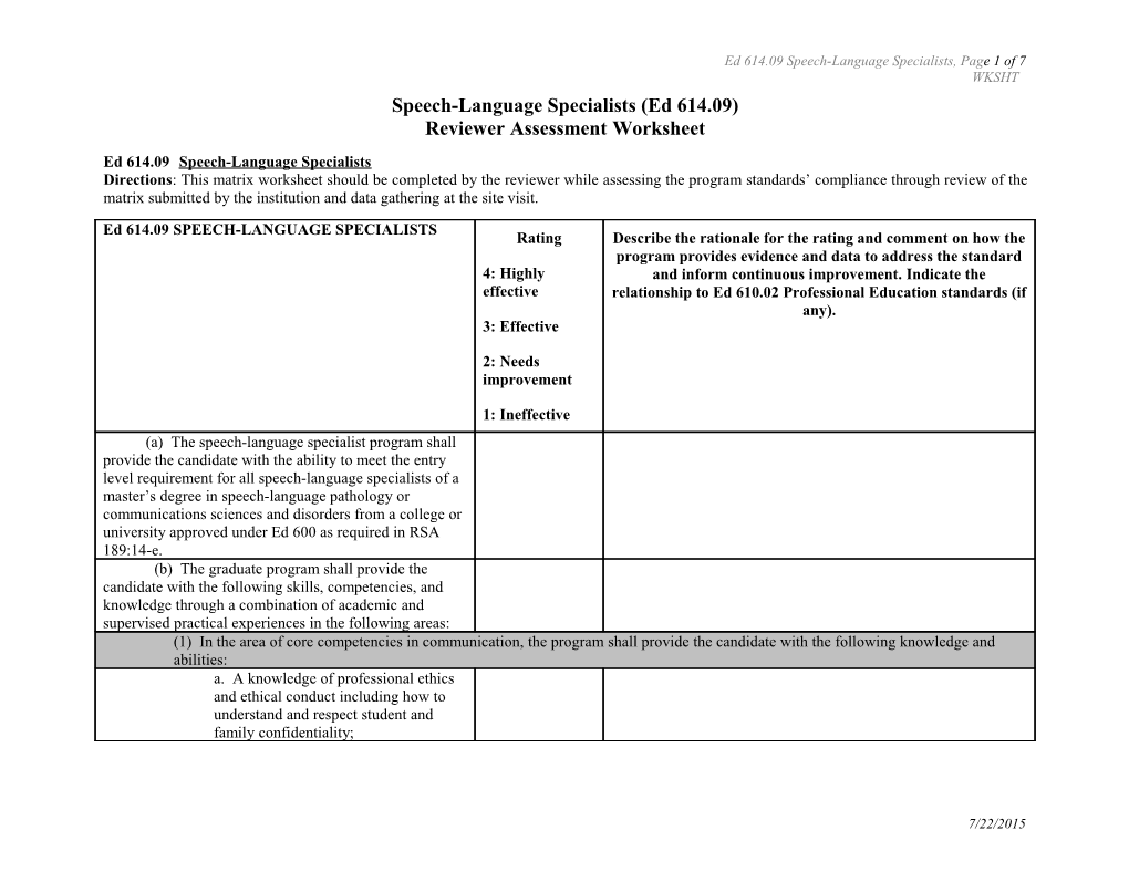 Ed 614.09 Speech-Language Specialists, Page 1 of 7