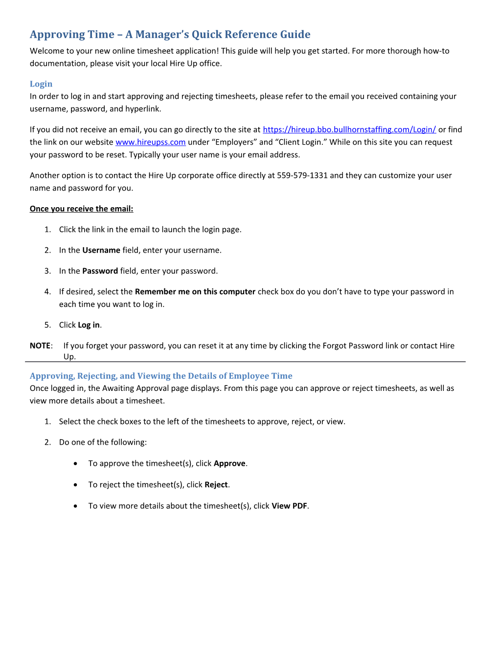 Approving Time a Manager S Quick Reference Guide