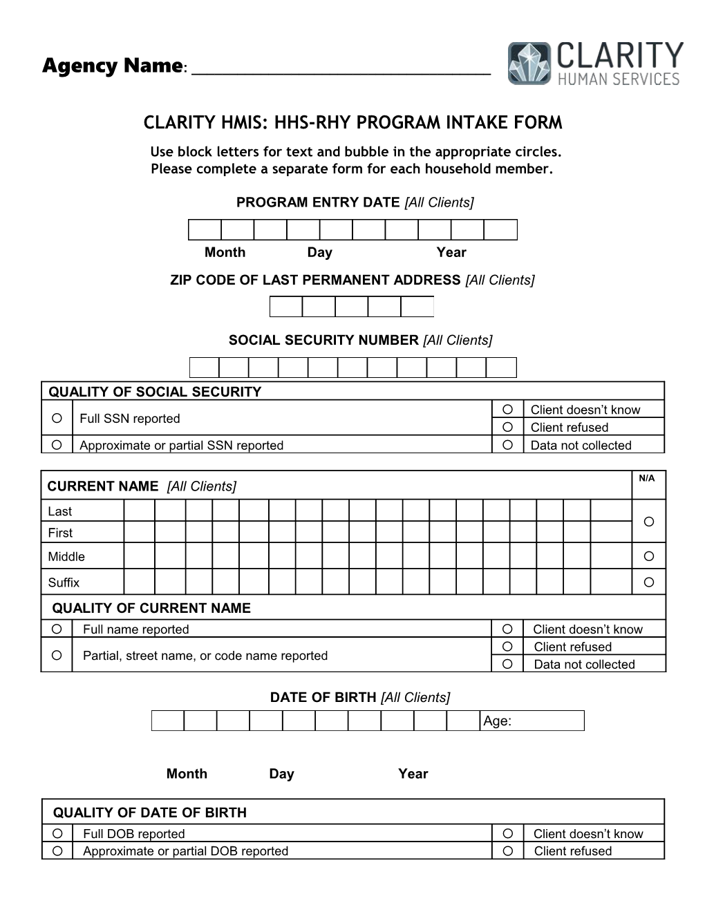 Clarity Hmis: Hud-Hopwa Intake Form