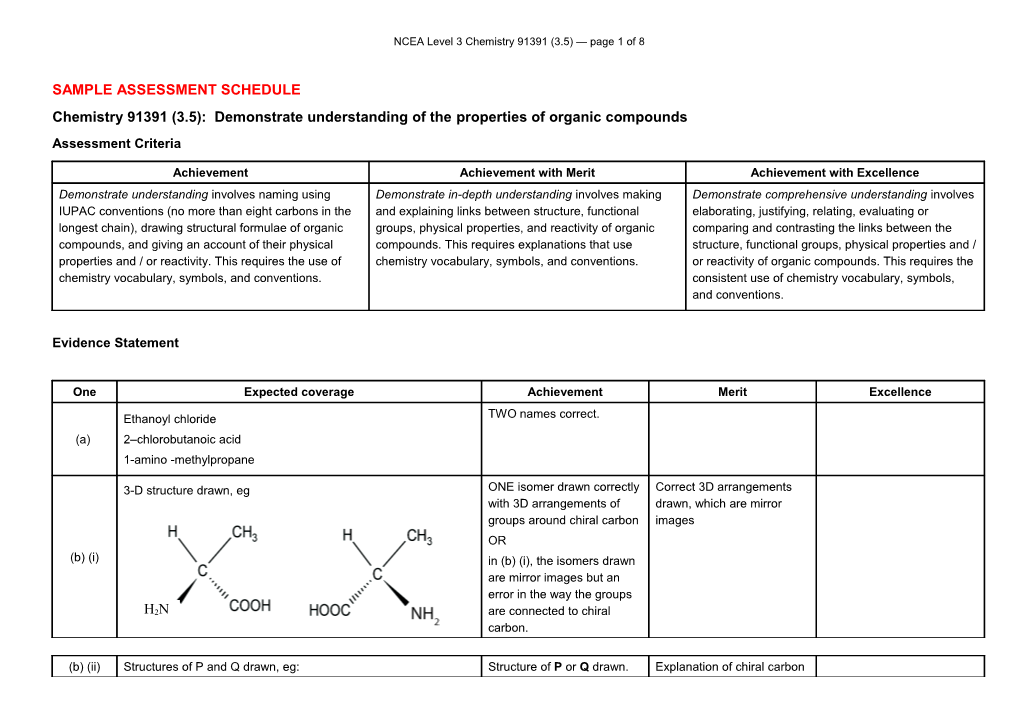 91391 Sample Assessment Schedule